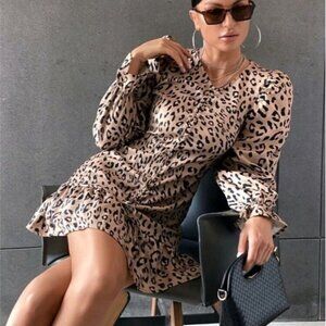 MINI DRESS LEOPARD FITTED FLOUNCE
